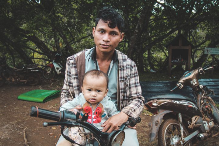 Father Son Baby Motorbike Cambodia