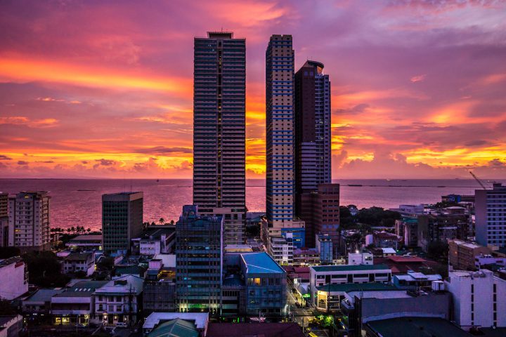 Manila Philippines Towers Sunset